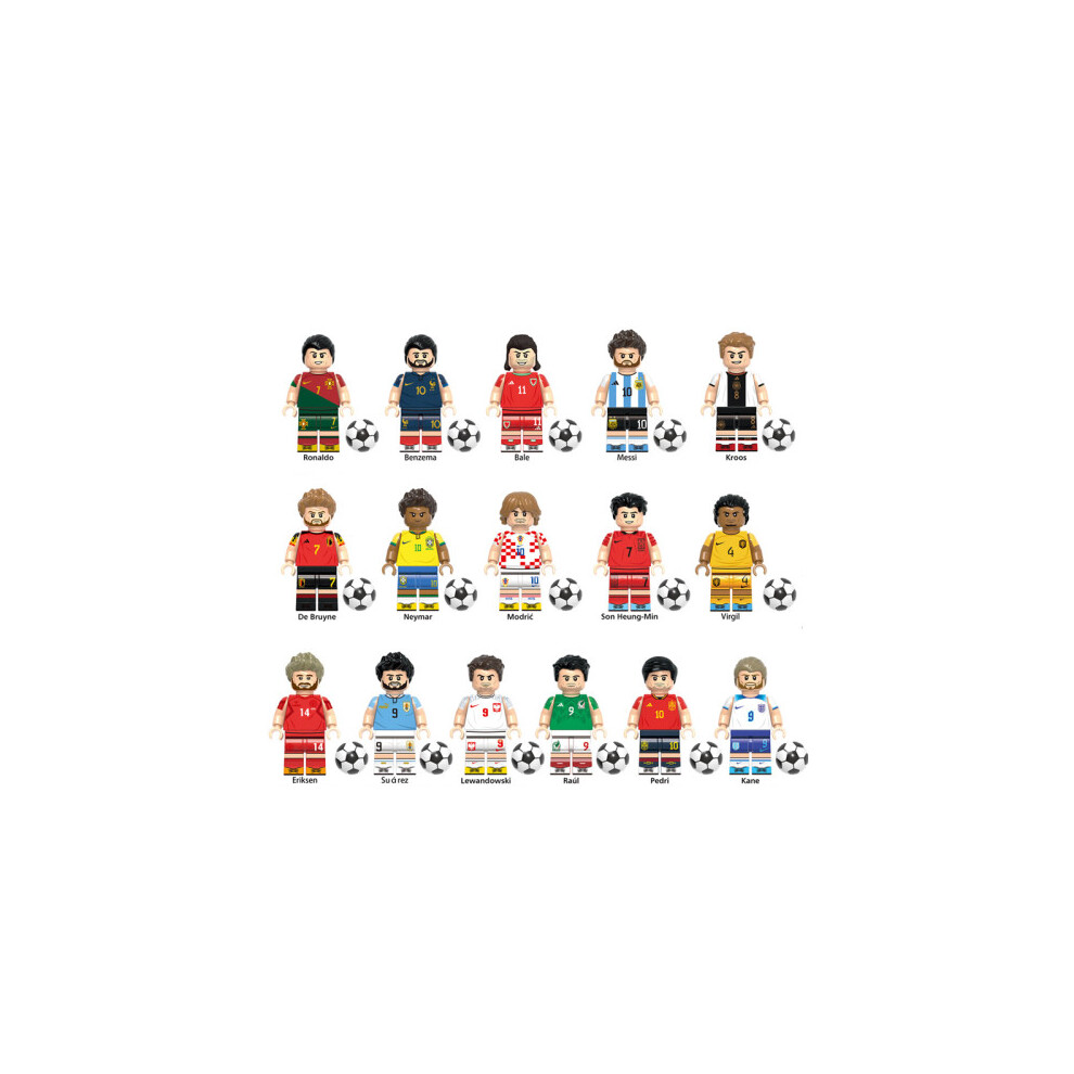 Stoyotu 16Pcs World Cup Football Soccer Players Figures Building Blocks Kids Toys