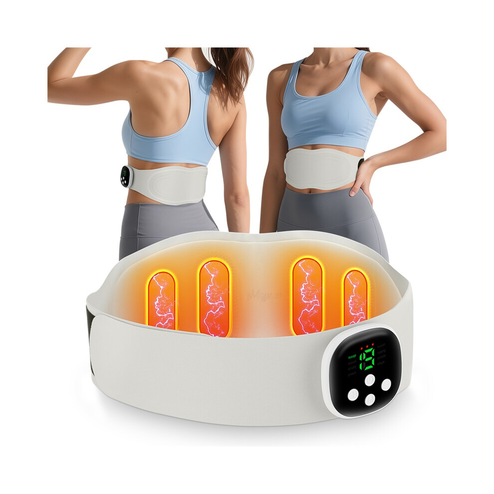 Stoyotu Beige (Beige) Electric Heating Waist Massager Hot Compress Vibration Waist Massage Belt For Belly Exercise Lower Back Abdominal Massager