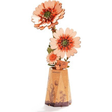 3D-puinen palapeli rakennettavaksi - ROBOTIME Rolife keinotekoinen gerbera päivänkakkarakukat 3D-tee-se-itse-puinen kukkapalapeli