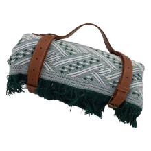 Große 180 x 130 cm große Campingdecke mit Lederbezug-weiß grün