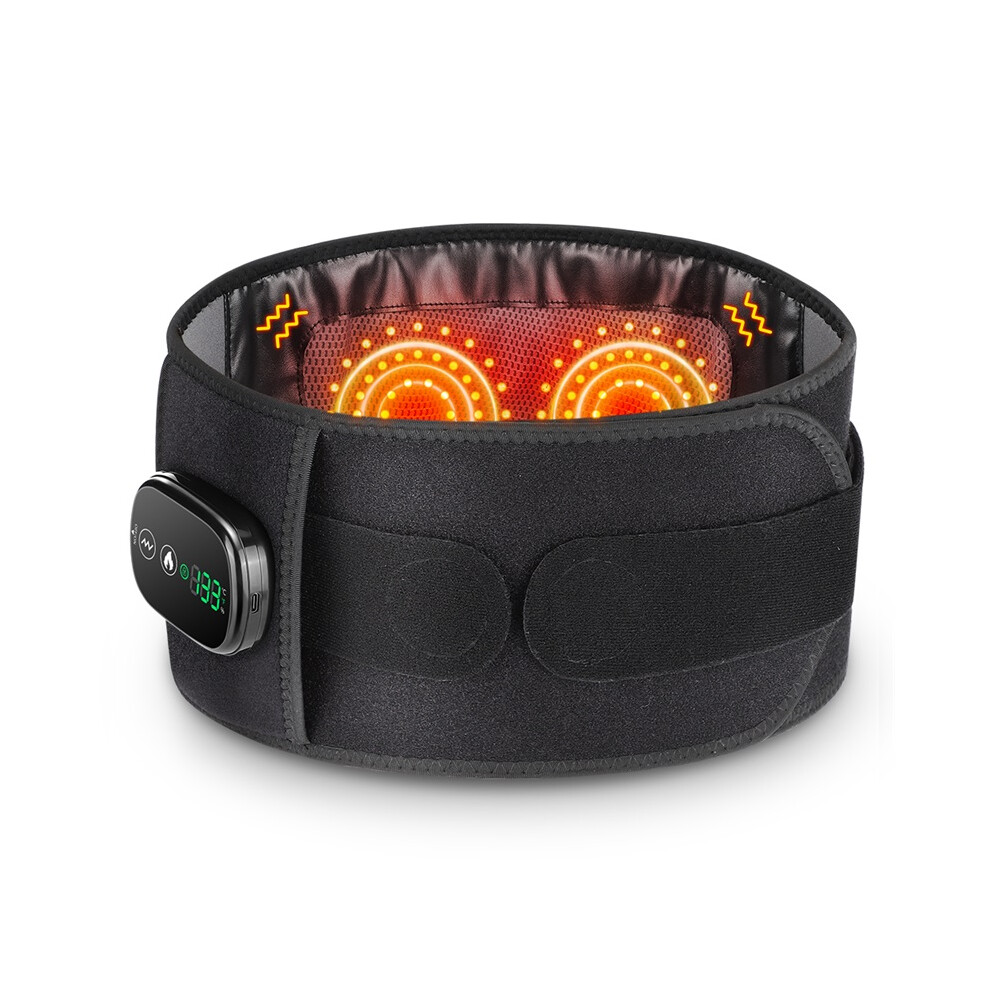 Stoyotu Black/Red/Light () Heating Vibration Massager Belt- Hot Compress Waist Support Brace Waist Back Massage Lumbar Support Belt Health Care