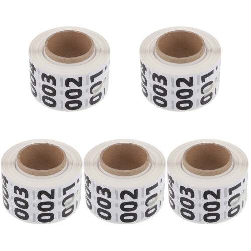 5Rouleaux Stickers Numérotés Blanches Auto-Adhésives Pour