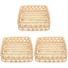 3Pièces Paniers En Bambou Beige Pour Stockage Décoration