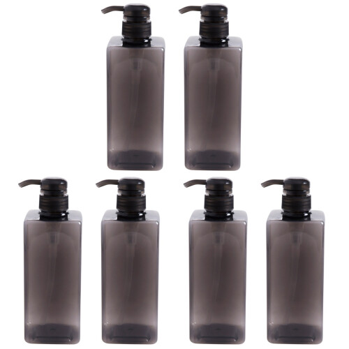 6Pcs Black Plastic Pump Lotion Containers Refillable Shampoo Bottles