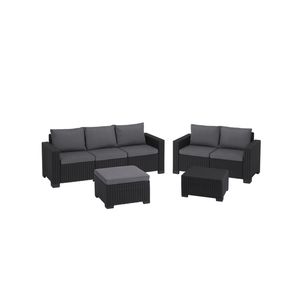 Keter California 5 Seater Lounge Set Black
