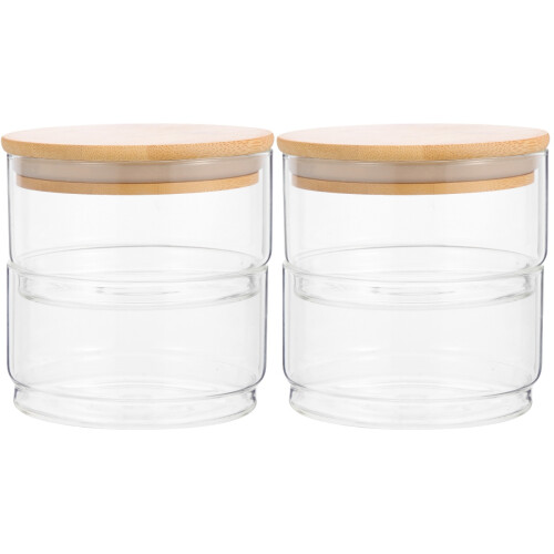 2Ensembles Boîtes En Verre Couvercles Pour Café Snacks