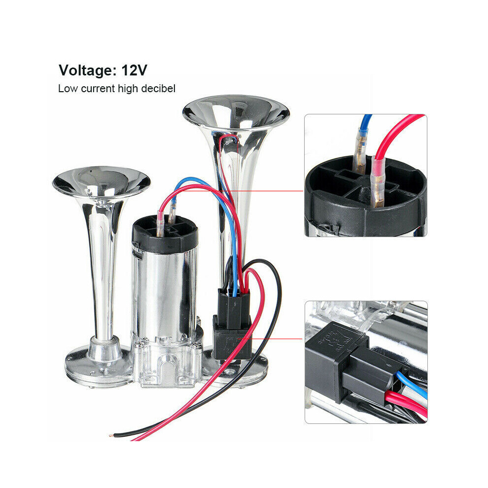Dual Air Horn 12V 600Db Stainless Steel Kit 7444352844579