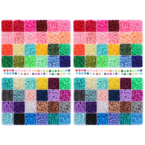 130Perles Plates Polymère Pour Bracelets Charms DIY Multicolores