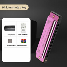 (Purple)Feifan 10 fori chiave C blues armonica piastra ottone strumento musicale principiante