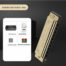 (Gold)Feifan 10 fori chiave C blues armonica piastra ottone strumento musicale principiante