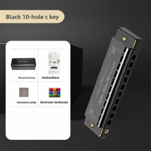 (Black)Feifan 10 fori chiave C blues armonica piastra ottone strumento musicale principiante