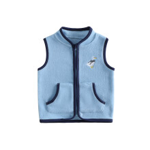 (2-3 Years, Sky Blue) Toddler Boys Fleece Vest Cute Sleeveless Animal Embroidery Zip Up Vest Baby Jackets