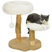 Katzenbaum, 61,5 cm, mit Katzenbett, Kratzbaum, Sprungplattform und Spielball, für Katzen bis 5 kg, weiß