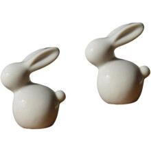 2-osaiset minikokoiset keraamiset kanihahmot, eläinkoristeet, sopivat kotitoimiston sisustukseen (6,5 x 7,3 cm)