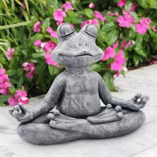 Puutarhahahmo - Zen - Meditaatio Sammakko - Harmaa - Ulkokoriste - Klassinen Tyyli