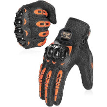 (Orange, M) Waterproof Motorcycle Gloves Winter with Touch Screen Compatibility