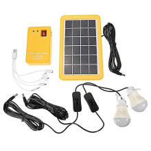 Generatore a pannello solare da 3 W con 2 lampade a LED e caricatore USB per esterni, giardino, giallo, bianco, nero, 1 set