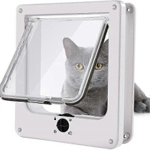 (coffee, L) Pet Door for Cats with 4 Modes Locking, Fits Wall or Window