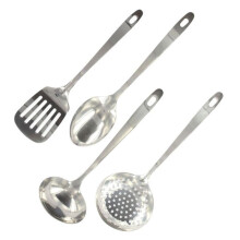 Fackelmann Oxford 4-Piece Stainless Steel Kitchen Utensil Set: Ladle, Slotted Spatula, Spoon, and Skimmer