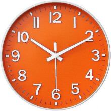 Wall Clocks 12 Inch Silent Non Ticking Modern Wall Clock For Living Room Bedroom Kitchen Office Classroom Decor (orange & White) -xx