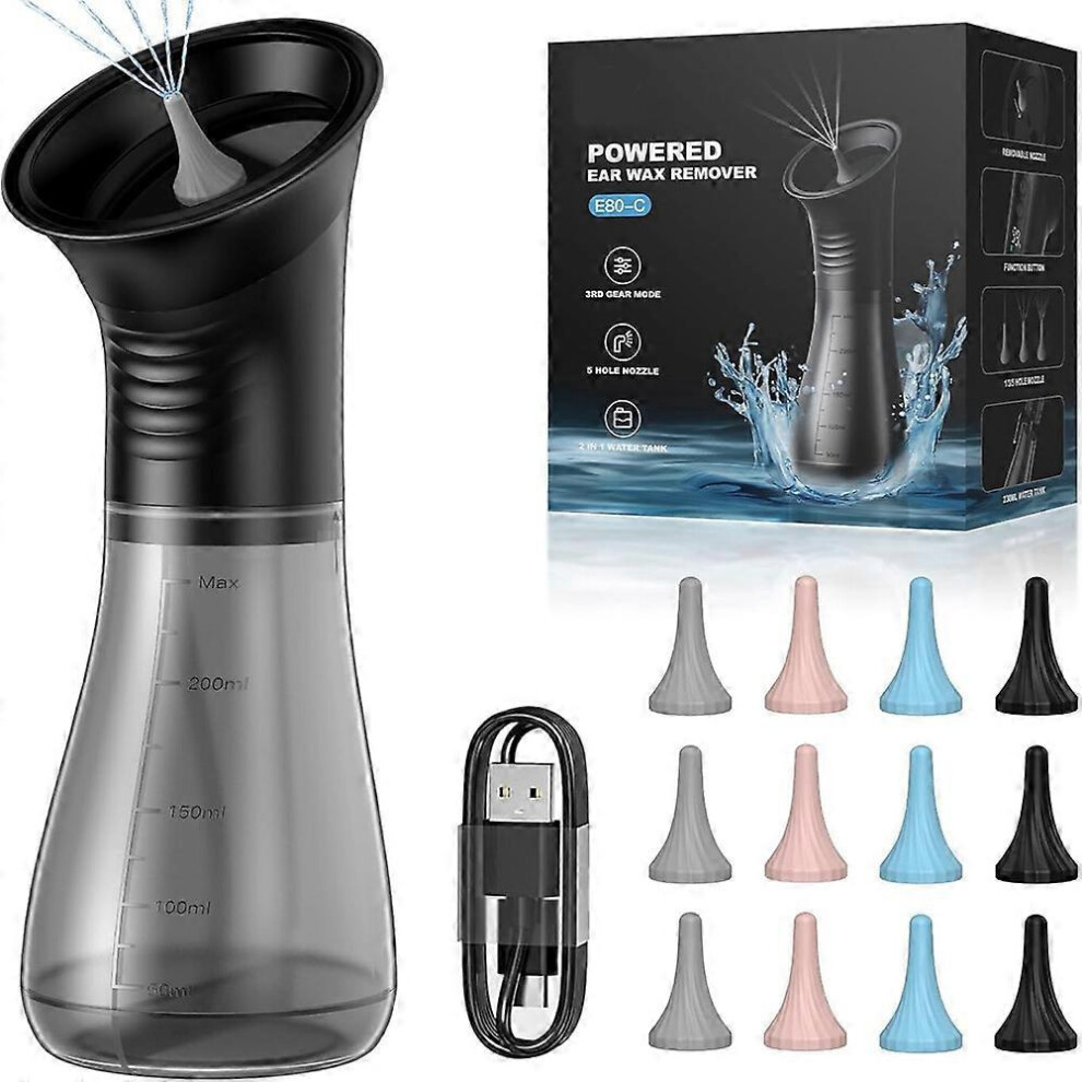 Ear Wax Removal Kit, Electric Ear Cleaner with Irrigation Flushing System, Safe & Effective Ear Cleaning Tool