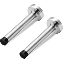 (Silver 5 Inch*2) 6 inch long door stop for heavy doors with rubber tips