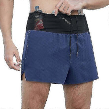 (navy blue, 2XL) Running shorts for men 2 in 1 quick dry workout with waist pouch