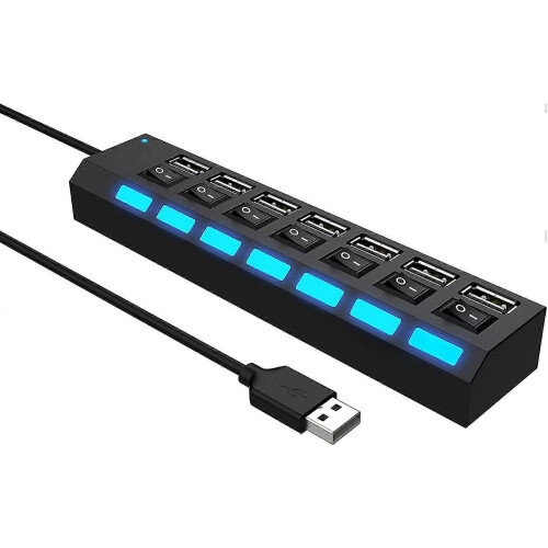 Διανομέας USB 2.0 7 θυρών με ξεχωριστούς διακόπτες και LED, Διανομέας USB 2.0