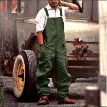 (Gray, L) Casual Retro Overalls for Men - Loose Fit Large Size Cargo Pants