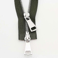 (army green, 70cm) Double Slider Zipper for Garments Metal Open Ended Sewing Accessory