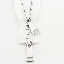 (white, 90cm) Double Slider Zipper for Garments Metal Open Ended Sewing Accessory