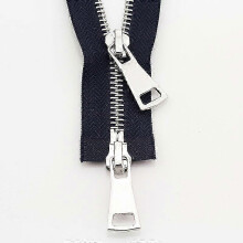 (navy blue, 90cm) Double Slider Zipper for Garments Metal Open Ended Sewing Accessory
