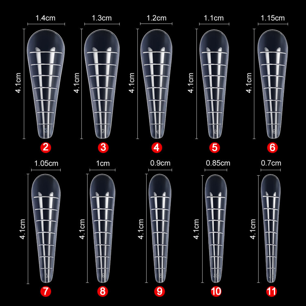 (Transparent, Transparent) Manicure nail mold paper-free hand extension crystal nail polish 500 pieces with scale