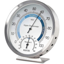 Hygrometer-Thermometer für den Innenbereich, analoges Feuchtigkeitsmessgerät mit Edelstahl-Design