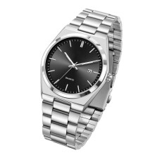 Elegant Men's Wrist Watch Timepiece for Office and Travel Use with Quartz Accuracy and Luxury Steel Strap For Business Silver