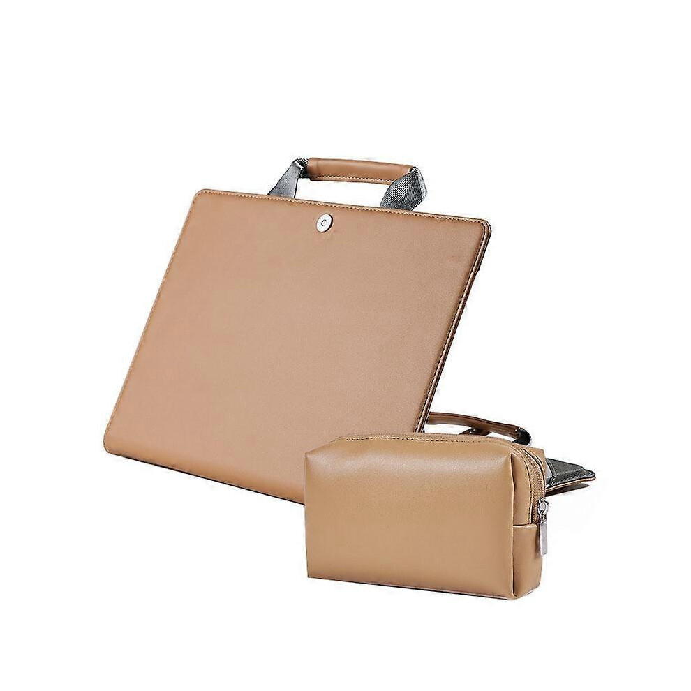 Laptop Bag Protective Case Tote Bag For Macbook Pro 15.4 Inch, Color: Khaki + Power Bag 9172985335277