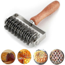 Ampseven Pastry Lattice Roller Cutter - Stainless Steel Dough Lattice for Pie Pizza Bread