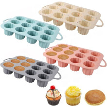 4 tarttumattoman muffinivuoan, silikonisen muffinimuotin ja tarttumattoman leivinpellin sarja 12 cupcakelle