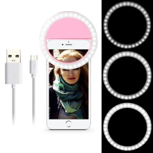 Kannettava LED-selfie-rengasvalo täyttövalo puhelimen valokuvauksen parantamiseen iPhonelle, Samsungille, Sonylle, LG:lle ja HTC:lle