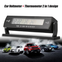 Automaattinen auton lämpömittari 12V 24V 2 in 1 auton jännitemittari kello - YIG