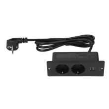 minifinker integroitu virtapistoke 2 USB 2 10A virtajohto pistorasia tee-se-itse-työkalut valkoinen musta