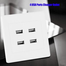 USB-seinäpistorasia - DILWE - 4 porttia - Virtalähde - Neliönmuotoinen paneeli - Valkoinen