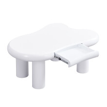 (White) Table basse forme nuage, MDF, LED 16 couleurs, tiroir, moderne, salon, avec rangement