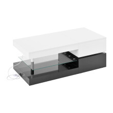 (White,Black) Table basse moderne,LED ambiante,contrôle app/Bluetooth,plateau en verre,finition laquée,salon