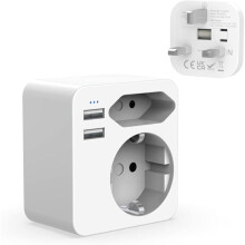 Iso-Britannia-Iso-Britannia-sovitin, ranska-Iso-Britannia, kaksi USB-porttia, 2,4 A, eurooppalaisilla ja Schuko-pistokkeilla, tyyppi G,