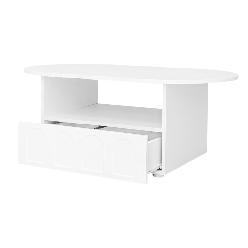 Table basse en forme de nuage avec tiroirs et niches de rangement
