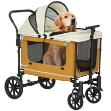 Faltbarer Hundebuggy für Hunde und Katzen bis 30 kg, 110 x 65 x 102 cm, braun
