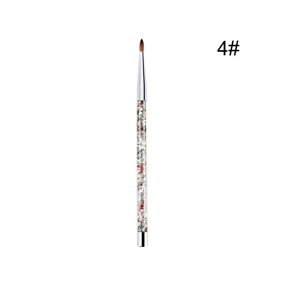 (4#) Nail Art Crystal Carving Brush Tool Oil Filled Liquid Quicksand Nylon Painting Pen Crystal Nails