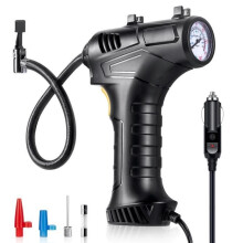 12 V kannettava rengaspumppu, auton ilmakompressori LED-valolla, 120 PSI rengaspumppu 3 täyttösuuttimella, 27 l/min