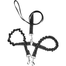 Petacc-kaksoishihna pienille koirille - musta - Oxford-kangasta - pituus 120 cm - leveys 2,5 cm